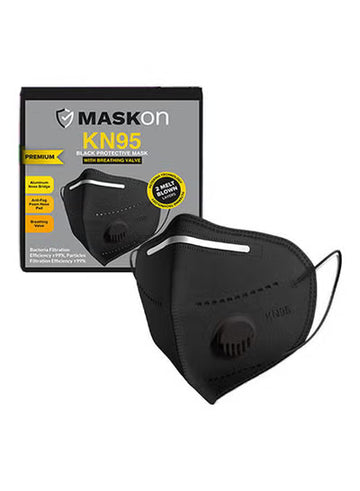 كمامة KN95 بريميوم بفلتر أسود | Maskon Premium Protective Mask with Valve - Black