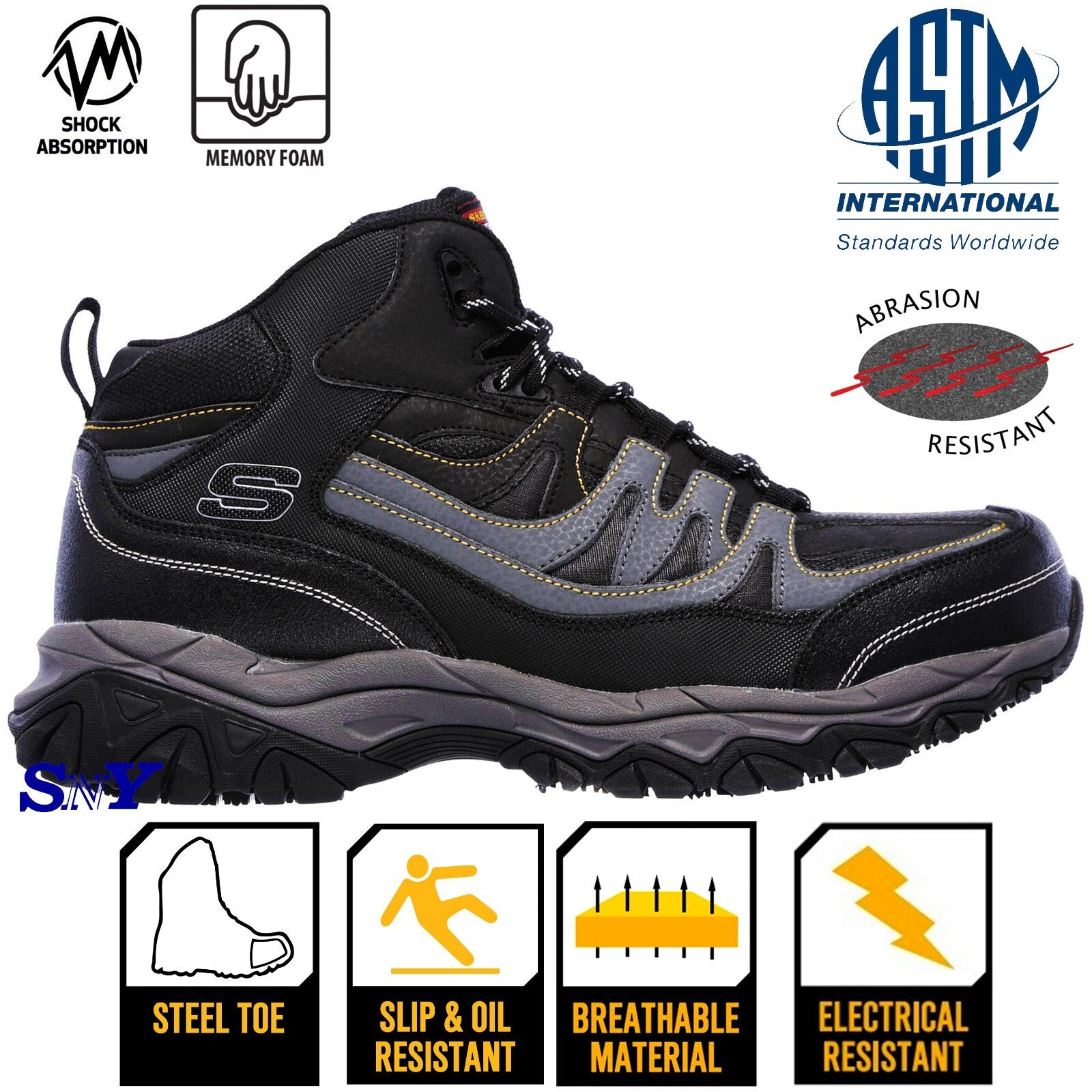 Skechers Safety Sneakers - Model 77108-BKCC