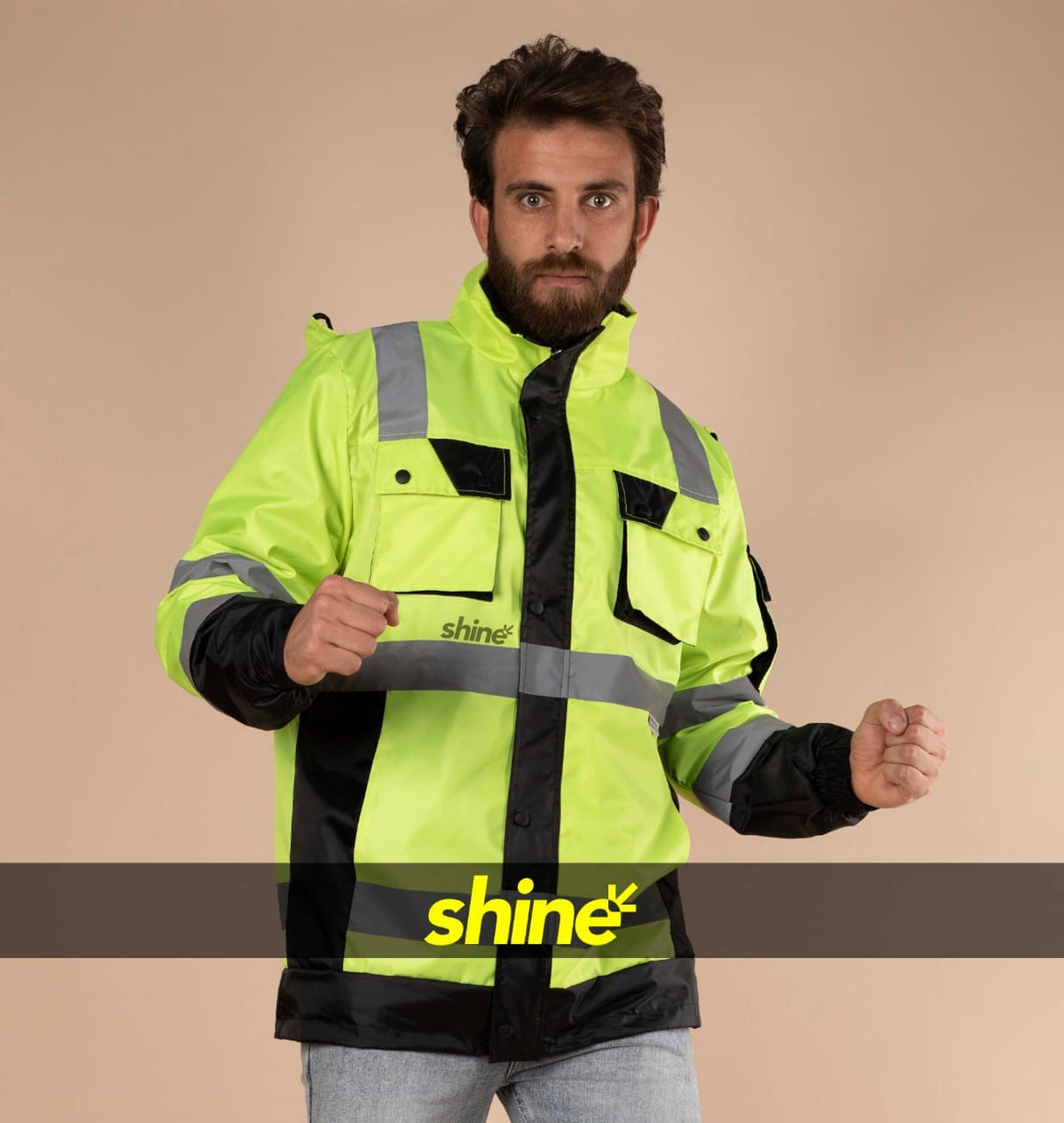 جاكيت سيفتي عاكس فسفوري شاين SH-01 | Shine Hi-Vis Safety Jacket SH-01