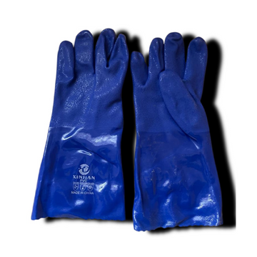 XINJIAN Blue PVC Rough Chemical Gloves Model ( XINJ-B-01 )