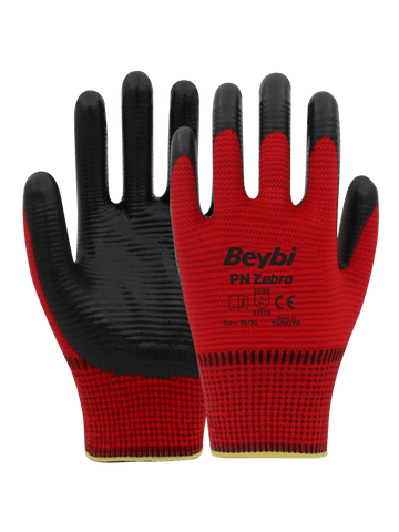 Beybi Nitrile Coated Polyester Gloves Model (PN Zebra)