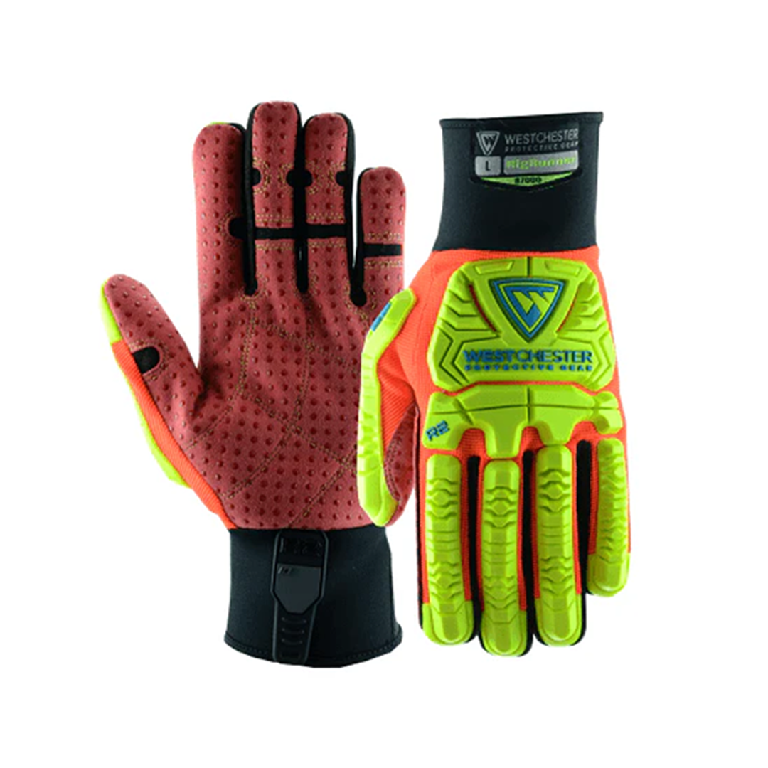 West Chester Impact Gloves, R2, Rig Runner, Synthetic Double Leather Palm, PVC Dots, TPR MODEL ( 87000 )