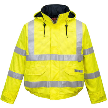 Portwest® US773 Class 3 Bizflame™ Hi-Vis Yellow Anti-Static Fire-Resistant Bomber Jacket