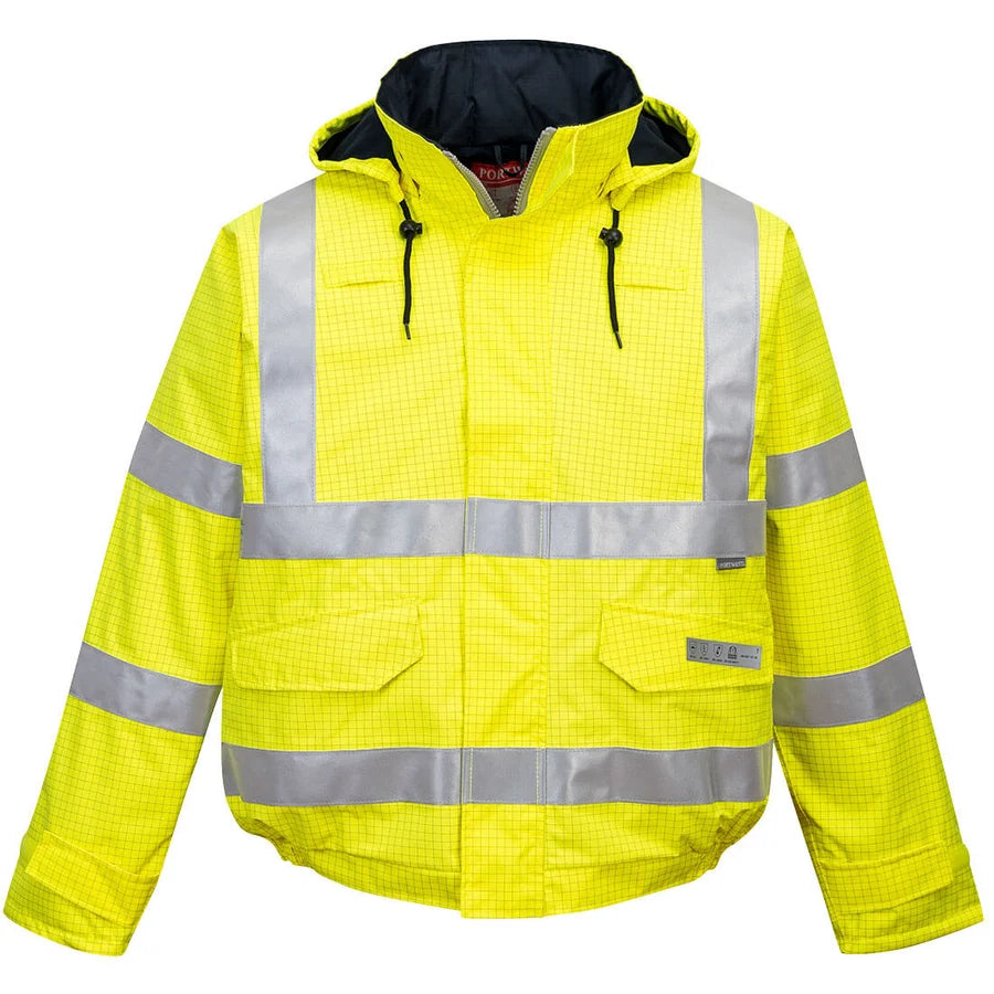 Portwest® US773 Class 3 Bizflame™ Hi-Vis Yellow Anti-Static Fire-Resistant Bomber Jacket