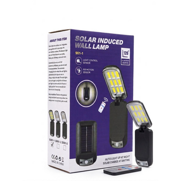 Solar LED Wall Light 901-1  – 9 LED Panels , 120° Adjustable Head , Motion Sensor & Remote Control
