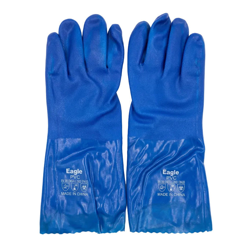 جوانتي كيماويات Eagle أزرق PVC 35 سم | Eagle Blue PVC Chemical Gloves 35cm