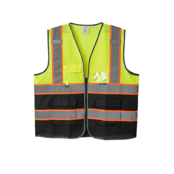 BeautyWill Hi-Vis Safety Vest - Yellow/Black Multi-Pocket | سترة أمان فلورية - أصفر/أسود متعددة الجيوب