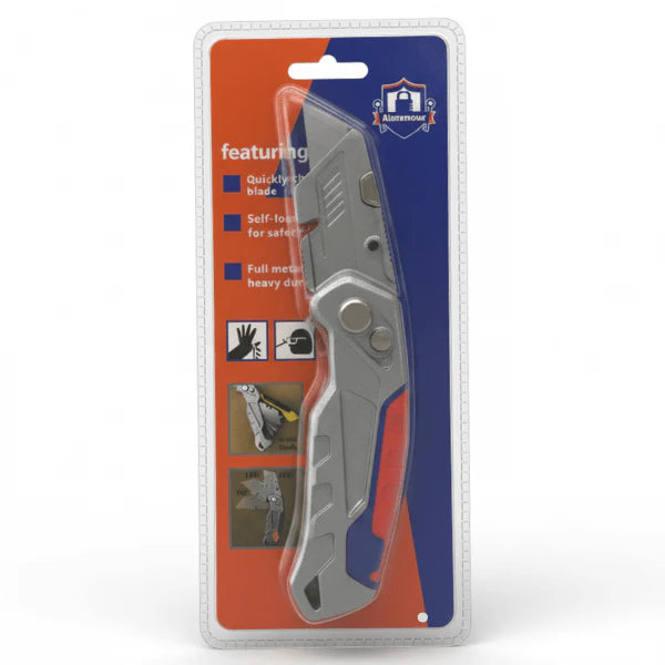 Alaterrour Professional Full Metal Utility Knife - Heavy Duty Design with Safety Self-Lock.