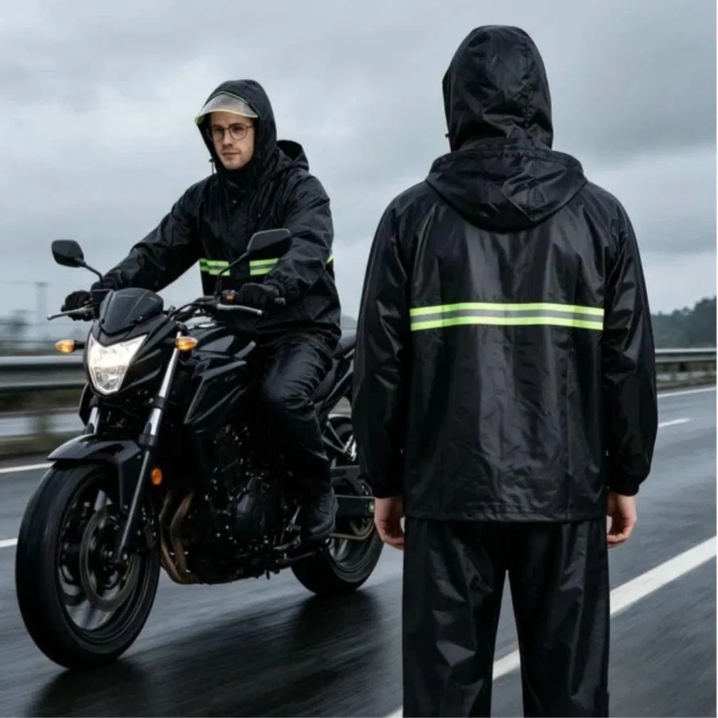 كرتونة بدلة مطر ووتر بروف قطعتين بشريط عاكس – 50 قطعة | Shine CC006 Rain Suit – Carton of 50 pcs