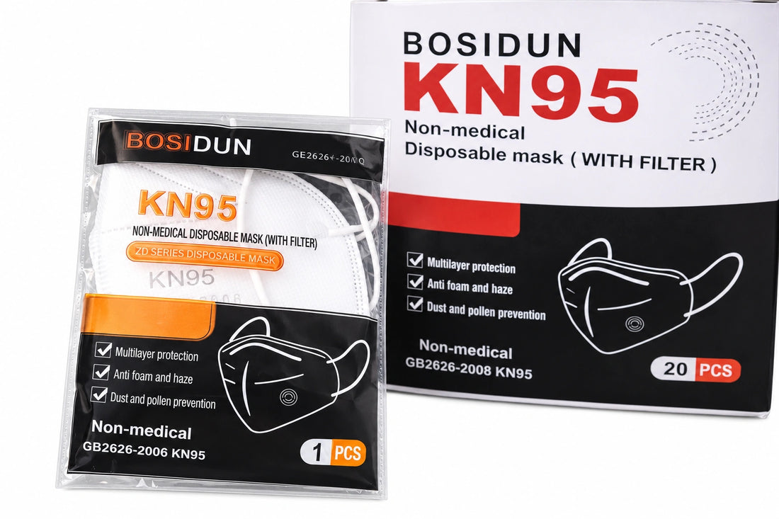 كمامة KN95 بفلتر أبيض | Bosidun Non-Medical Disposable Mask with Valve - White