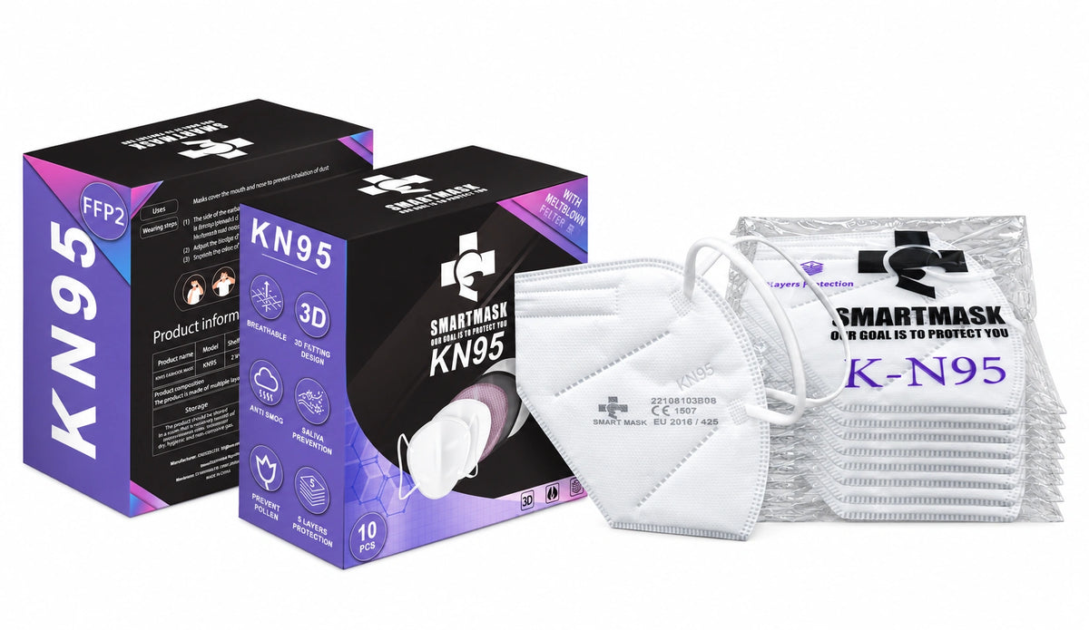 كمامة KN95 / FFP2 بدون فلتر أبيض | SmartMask Disposable Mask without Valve - White