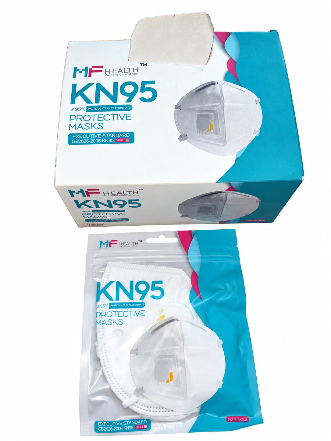 كمامة KN95 كوب بفلتر أبيض | MF Health Cup Protective Mask with Valve - White
