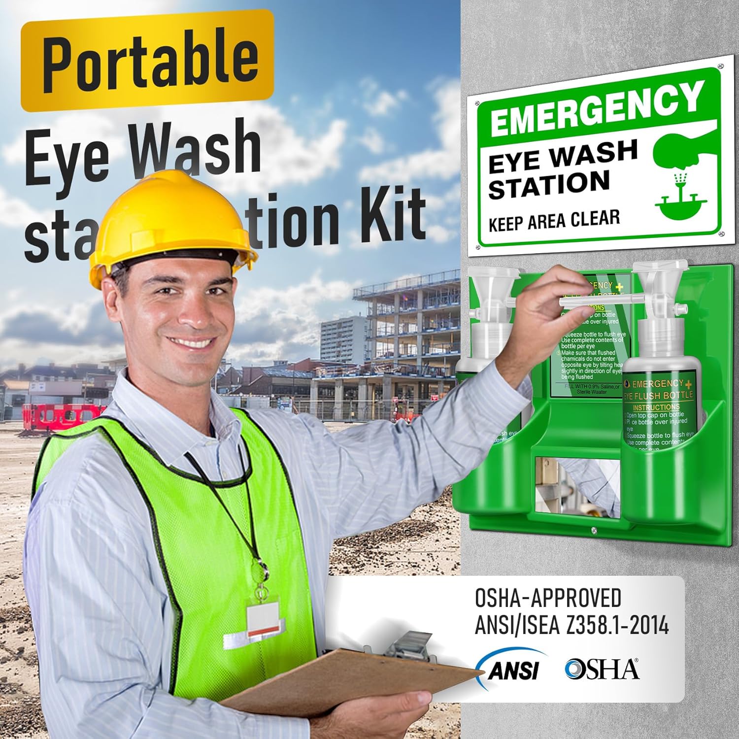 Emergency Eye Wash Station (Eye Flush Bottle Kit)