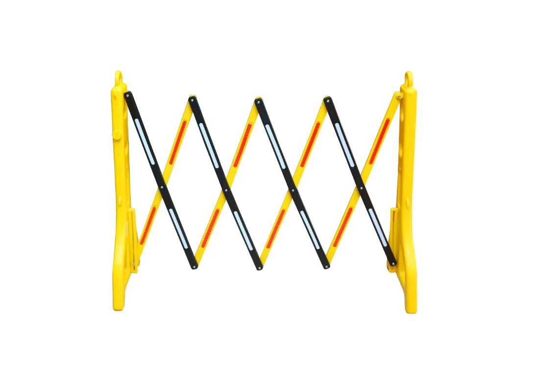 حاجز أكورديون بلاستيك قابل للطي أصفر × أسود عاكس | Barrier-Expandable-Plastic-YellowBlack