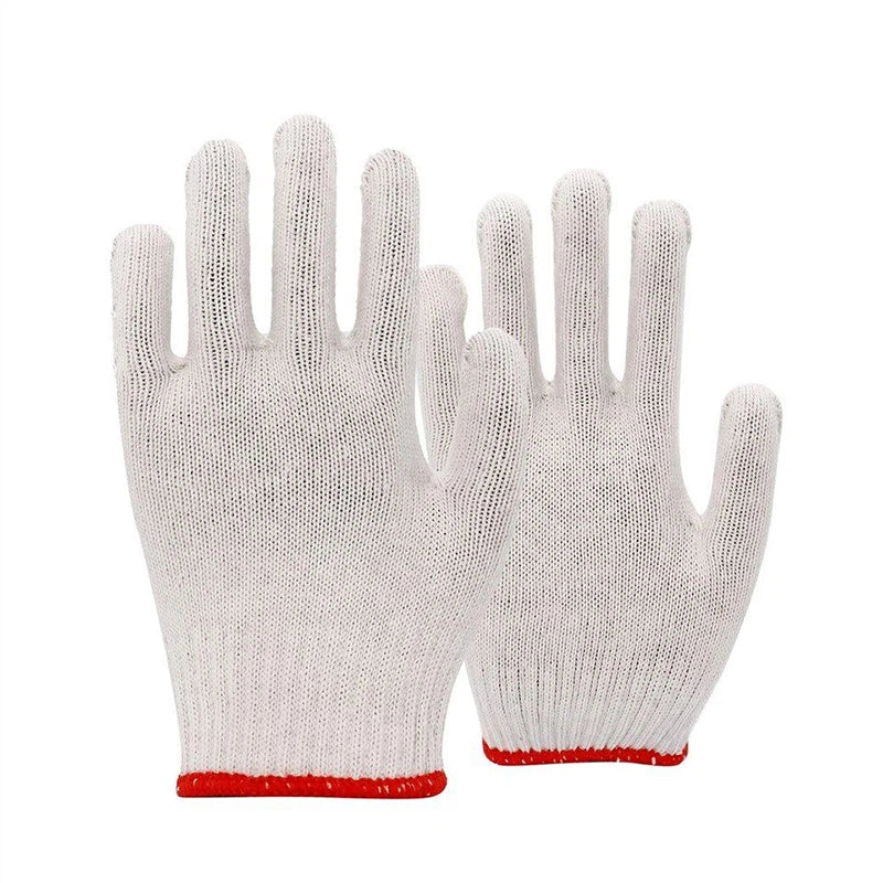 White Cotton Knitted Gloves