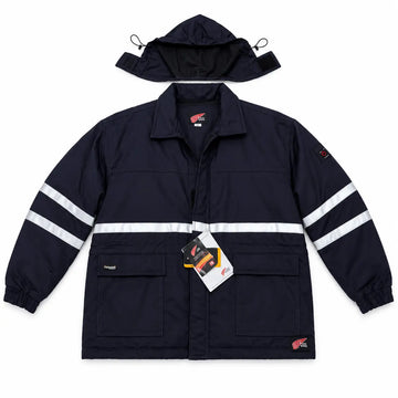 جاكيت ريدوينج مبطن مقاوم للهب كحلي بعواكس وكابيشو قابل للفك | Jacket-Redwing-FR-Navy