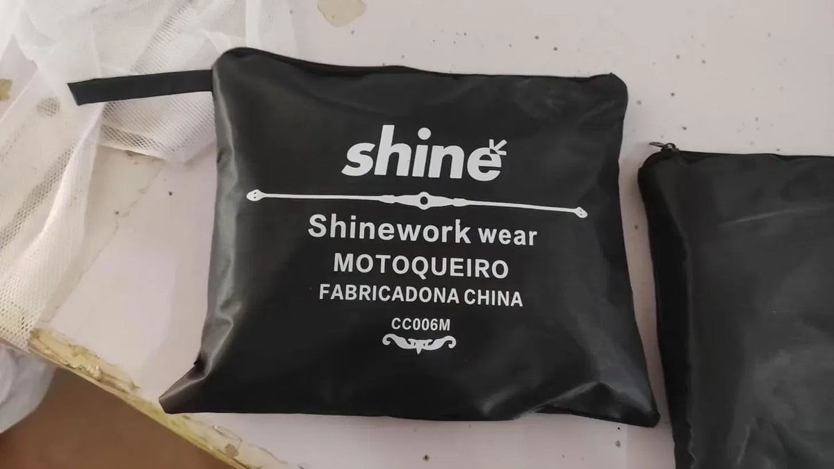 بدلة مطر ووتر بروف قطعتين اسود بشريط عاكس صيني | Shine CC006 2-Piece Waterproof Rain Suit - China