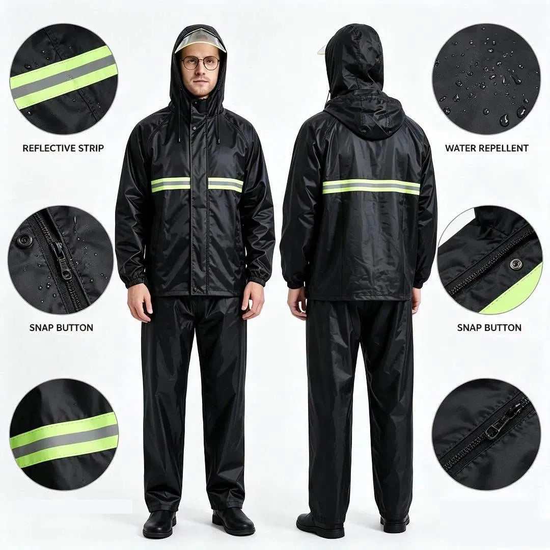 كرتونة بدلة مطر ووتر بروف قطعتين بشريط عاكس – 50 قطعة | Shine CC006 Rain Suit – Carton of 50 pcs