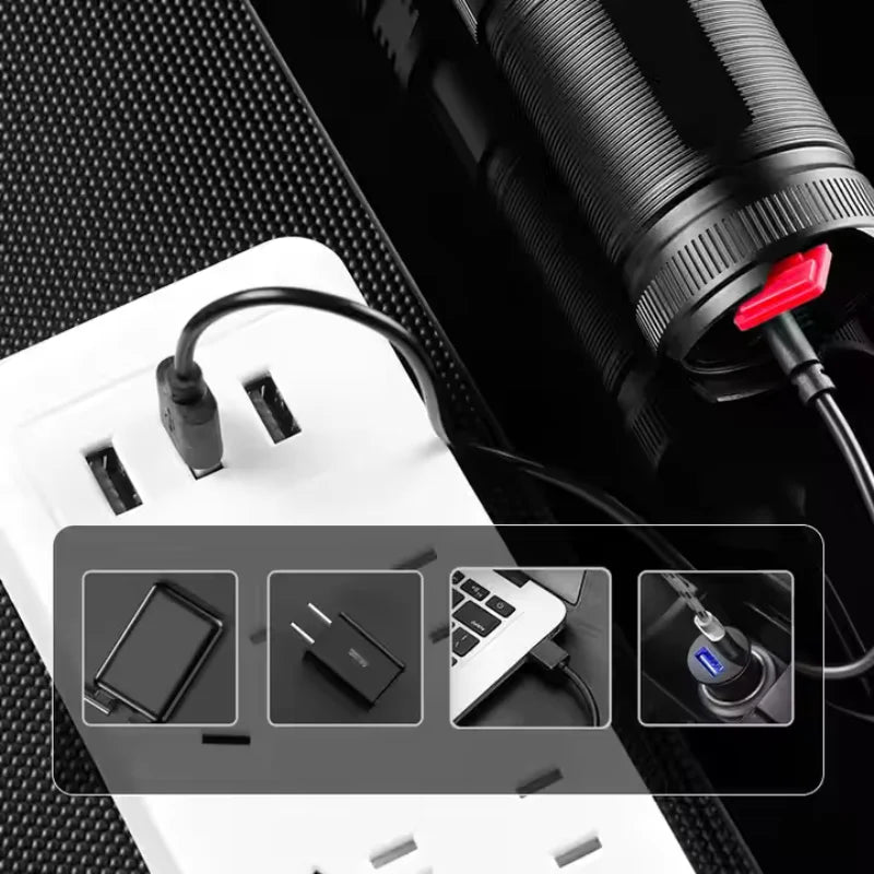 XA-B702 Aluminum Alloy Rechargeable Flashlight with Power Bank