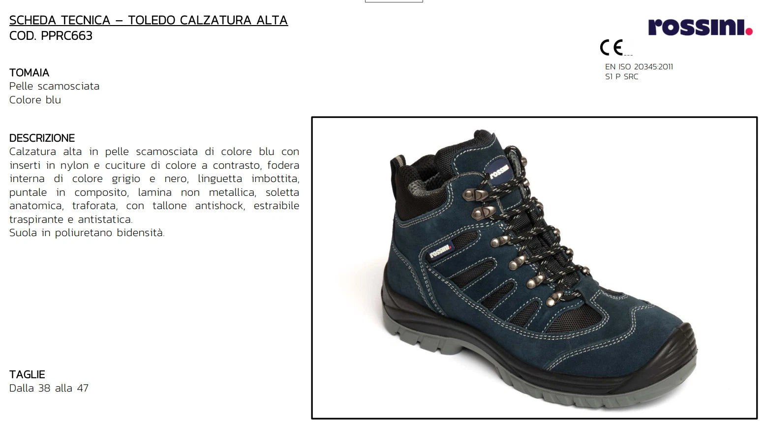 ROSSINI Safety Half Boots - Model TOLEDO High