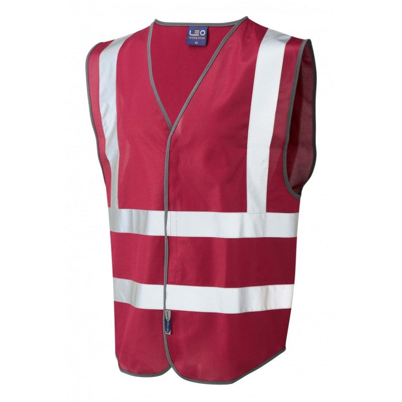 Leo Workwear W05 Pilton Maroon Reflective Vest | سترة عاكسة ماروني