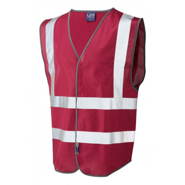 Leo Workwear W05 Pilton Maroon Reflective Vest | سترة عاكسة ماروني